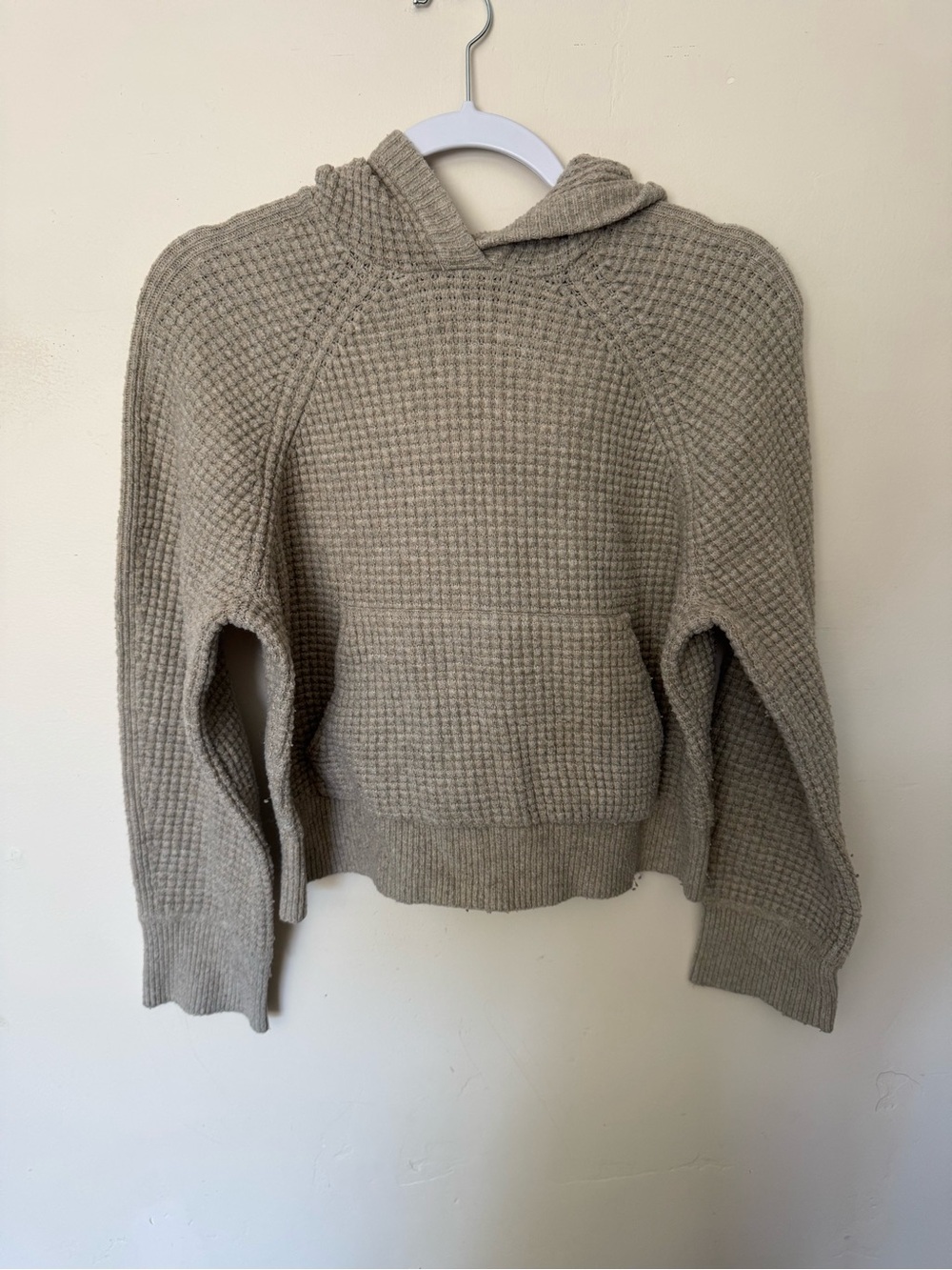 Abercrombie & Fitch Cozy Waffle-Knit Hooded Sweater